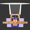 Mechanical Equipment Structure With Long Rod Platform And Orange Internal Components 3d model