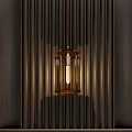 Contemporary Slim Vertical Striped Wall Lamp With Warm Glow And Gold Trim