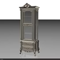 Elegant European Style Wine Cabinet With Carved Details Glass Doors And Drawers