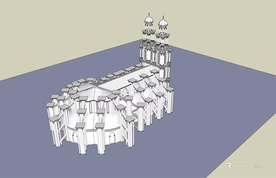 Ancient Traditional Architecture With Symmetrical Columns And Towered Roof Design 3d model 