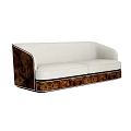 Elegant White Leather Two Seater Sofa With Brown Decorative Armrest And Base 3d model