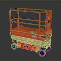JLG Red Mobile Scissor Lift Aerial Work Platform With Guardrails And Wheels