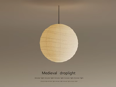 Medieval Style Droplight With Round Paper Shade And Classic Design 3d model