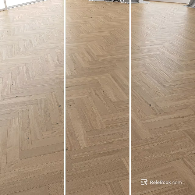 Light Natural Wooden Flooring With Herringbone And Straight Lay Patterns 3d model 