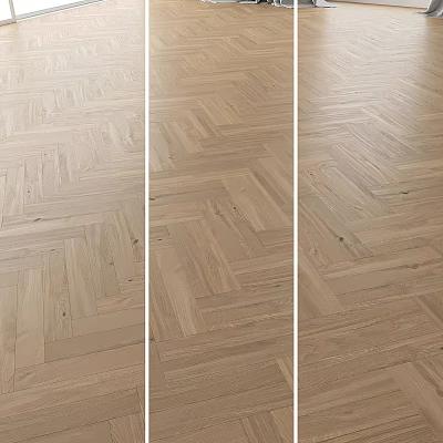 Light Natural Wooden Flooring With Herringbone And Straight Lay Patterns 3d model
