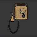 Vintage Wall Mounted Rotary Dial Telephone Classic Brown Gold Coiled Handset Design