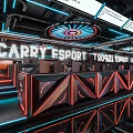 Esports Gaming Cafe Interior With Modern Neon Lights And High Performance Gaming Computers