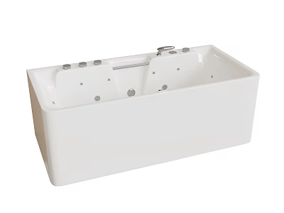 White Freestanding Bathtub With Whirlpool Massage Jets And Chrome Faucet 3d model