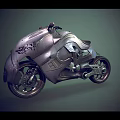 Futuristic Teal Motorcycle With Sleek Mechanical Body And Edgy Design Details