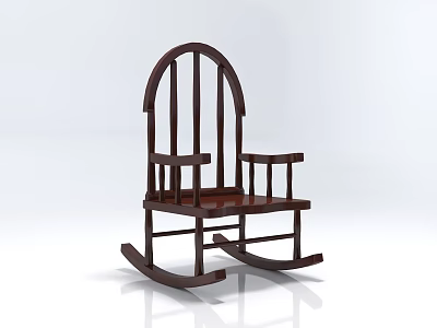 Sturdy Wooden Rocking Chair With Classic Design Dark Brown Finish And Comfortable Armrests 3d model