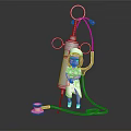 Cute Cartoon Nurse Character in White Uniform with Large Syringe and Stethoscope