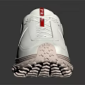 White Casual Sneakers With Red Accents And Thick Textured Sole For Modern Style