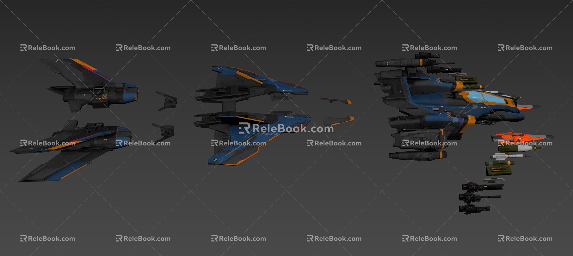 Sci-fi spaceship Starship Future Fighter Aircraft 3d model