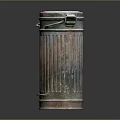 Rusted Metal Trash Can With Ribbed Design Lid And Handle For Vintage Decor