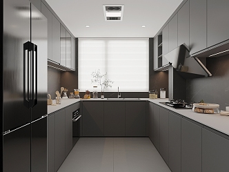 Modern Kitchen Cabinet Hanging Cabinet Kitchen Supplies Range Hood Oven Refrigerator 3d model