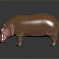 Realistic Brown Hippopotamus 3D Model With Shiny Surface And Gray Background 3d model