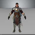 3D Fantasy Medieval Warrior Character In Armored Outfit With Metal Armor Details