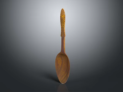 Handcrafted Wooden Spoon Set With Decorative Carved Handle For Kitchen Dining Use 3d model