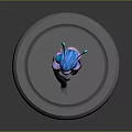 3D Game and Movie Character with Blue Hair Rabbit Ears Gradient Body Standing on Circular Base