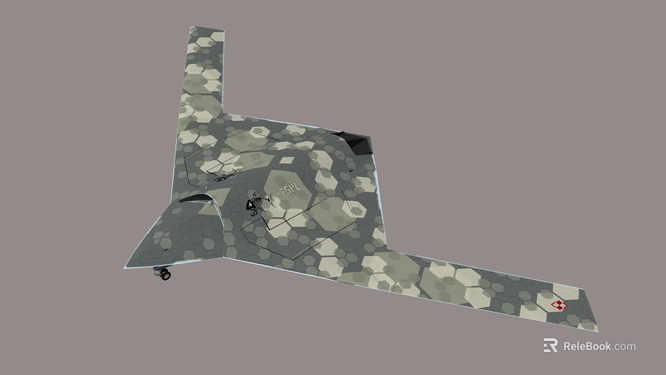 Stealth Military Fighter Jet With Camouflage Pattern And Flying Wing Design 3d model 