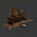 Traditional Manual Stone Grinder with Wooden Base and Small Bowl for Grinding