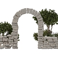 Homestay outdoor adobe arch 3d model