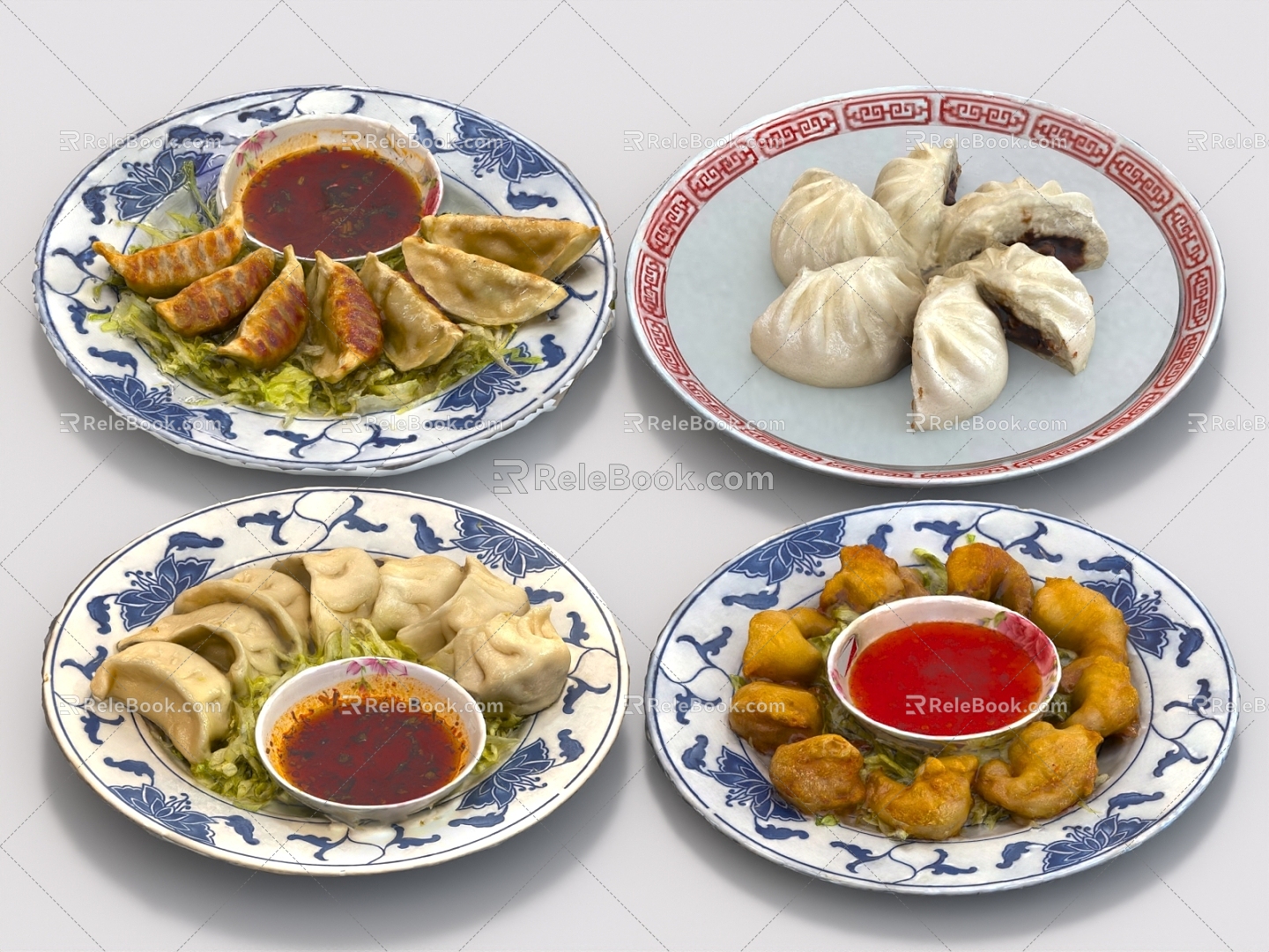 Food Cooked Food Stir-fried Vegetables Steamed Dumplings Chinese Food Fried Dumplings Stewed Meat Steamed Bread Steamed Bread Fried Chicken 3d model