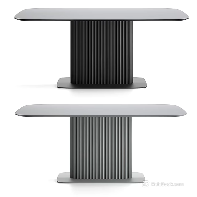 Minimalist Dining Table Design With Black And Gray Column Bases And Smooth Tabletop 3d model