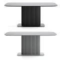Minimalist Dining Table Design With Black And Gray Column Bases And Smooth Tabletop 3d model