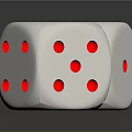 Two White Dice With Red Dots On Black Table Showing Clear Reflections