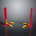 Red Car Jack Stands With Yellow Support Base For Vehicle Maintenance 3d model