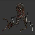 Rusty Metal Sculpture With Twisted Legs Intricate Design And Abstract Structure