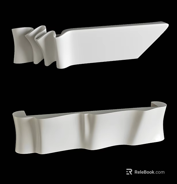 Modern White Bathtub With Wavy Curved Design For Elegant Bathroom Interior 3d model 