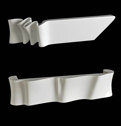Modern White Bathtub With Wavy Curved Design For Elegant Bathroom Interior 3d model