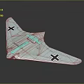 Light Blue Triangular Aircraft Model With Black Cross Markings On Wings And Simple Design