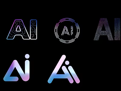 3D AI Typography Designs With Colorful Gradient And Geometric Patterns 3d model