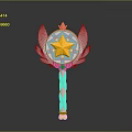Magical Wand With Wings Star Center Golden Crown Top And Purple Pink Handle