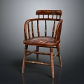 Rustic Solid Wood Chair Featuring Slatted Back And Armrests For Living Room Furniture