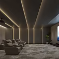 Modern Home Theater Room Interior Design With Comfortable Seats Large Screen And Ambient Lighting