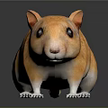 Realistic Orange Gerbil With White Paws And Black Eyes On Shiny Surface