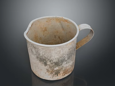 Old Rusty Metal Cup With Handle For Daily Household Use 3d model