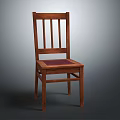 Classic Wooden Accent Chair with Vertical Slat Back and Red Cushion Seat