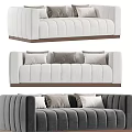 Comfortable Sectional Sofa in Neutral Tones with Multiple Pillows Soft Fabric Upholstery and Wooden Base