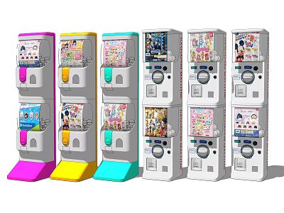 Colorful Vending Machine Style Amusement Equipment For Toy Capsule Dispensing With Cartoon Designs 3d model