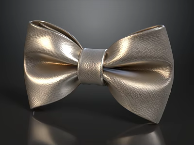 Luxury Shiny Champagne Gold Leather Bow Tie For Mens Formal Wedding And Party Occasions 3d model