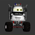Cartoon Police Monster Truck With Flashing Lights Large Wheels And Logo