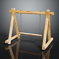 Wooden Swing Play Equipment With A Frame Stand And Wooden Seat For Kids Outdoor Fun