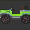 Green Off road Toy Car With Brown Seats Large Wheels And Open Design
