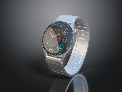 Fashionable Modern Wristwatch Accessory With Silver Metal Strap And Sleek Design 3d model