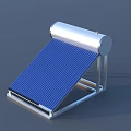 Solar Water Heater With Blue Collector Panel And Silver Storage Tank